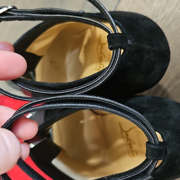 Christian Louboutin Diptic Black Peep-Toe Heels - Size 37 1/2 - Picture 14 of 16